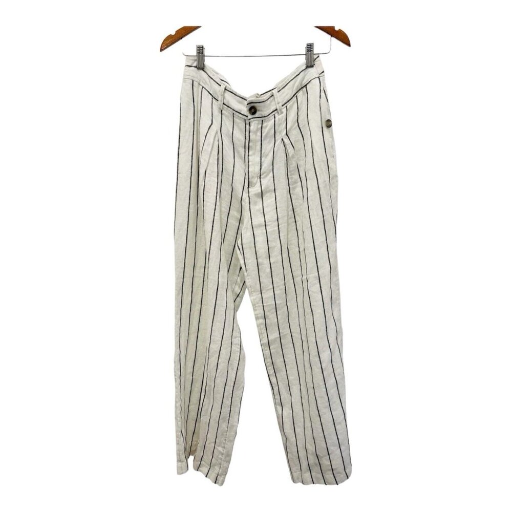 JOIE 100% Linen Striped Loose Wide Leg Pants Pockets Lightweight Breathable Sz 6